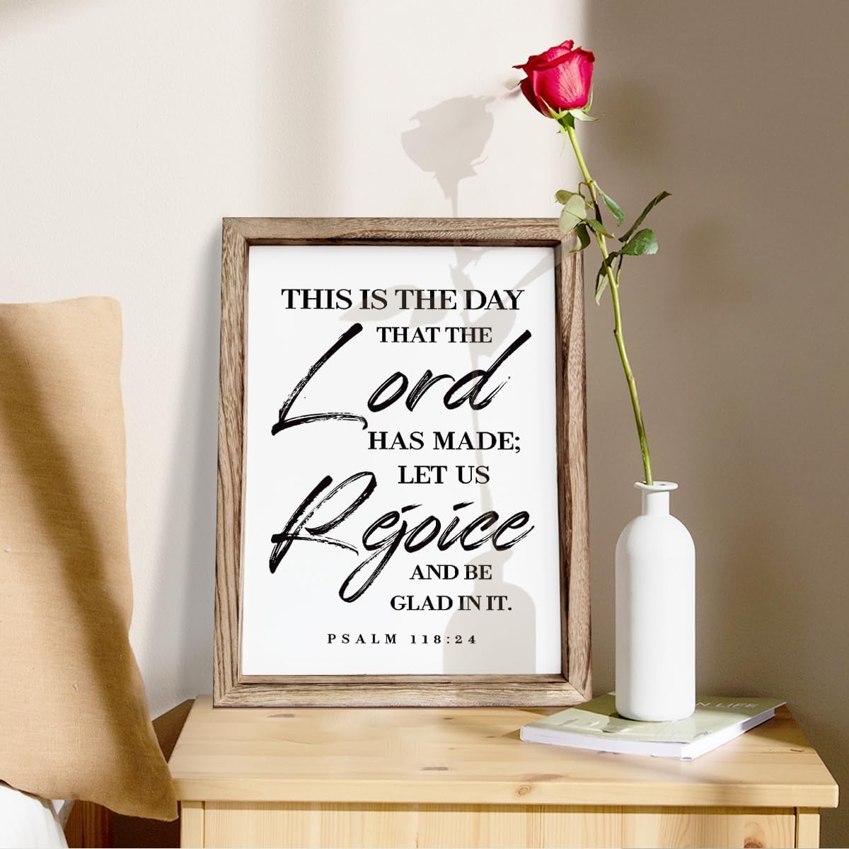 Christian Wooden Wall Sign, Front Door Signs Decor, Home Decor for Porch, Framed Wall Plaque Sign 15 * 11.5 inches, Housewarming Gift, This is the Day that the Lord had Made