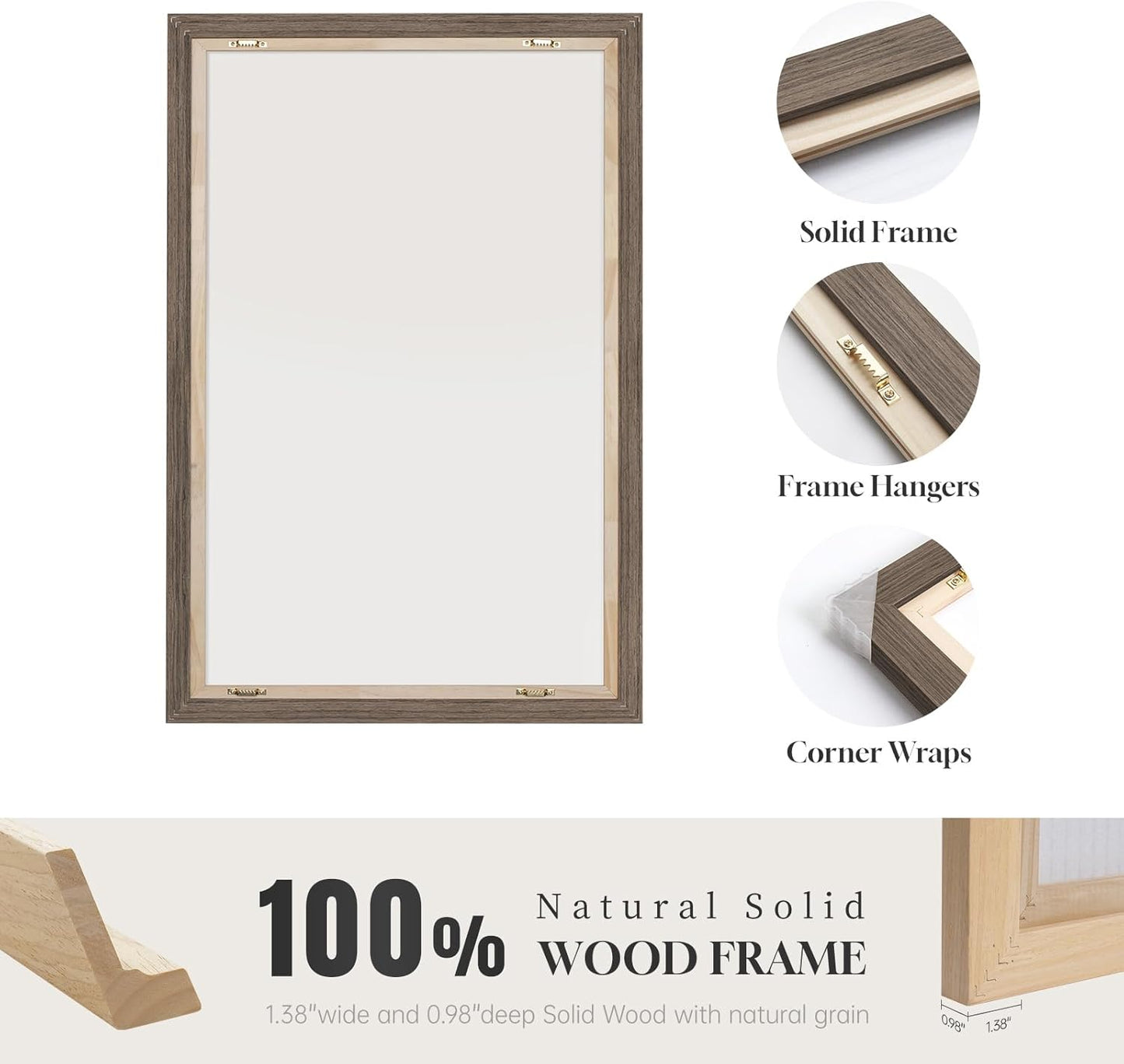 Framed Sage Green Abstract Wall Art, Modern Canvas Prints Artwork for Walls, Square Minimalist Green Abstract Pictures for Living Room, Hallway, Dining Room, Bedroom, Home Office Wall Decor 24x24 In