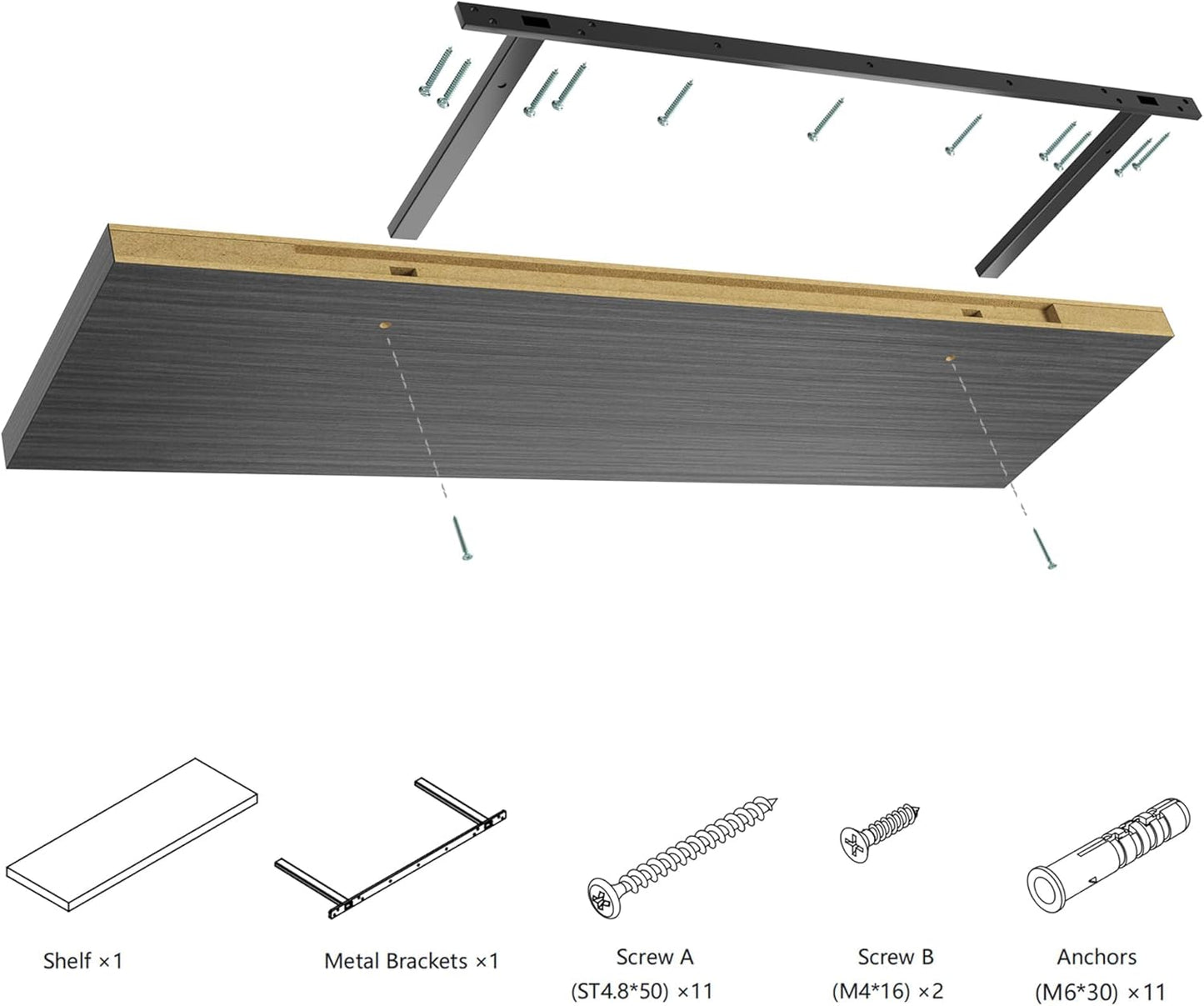 Wall Shelf Set of 2,Dark Wood Floating Shelves 24 in W x 10 in D x 1 in H, Wooden Floating Wall Shelf with Invisible Brackets for Living Room/Bedroom/Bathroom/Kitchen Storage and Decor