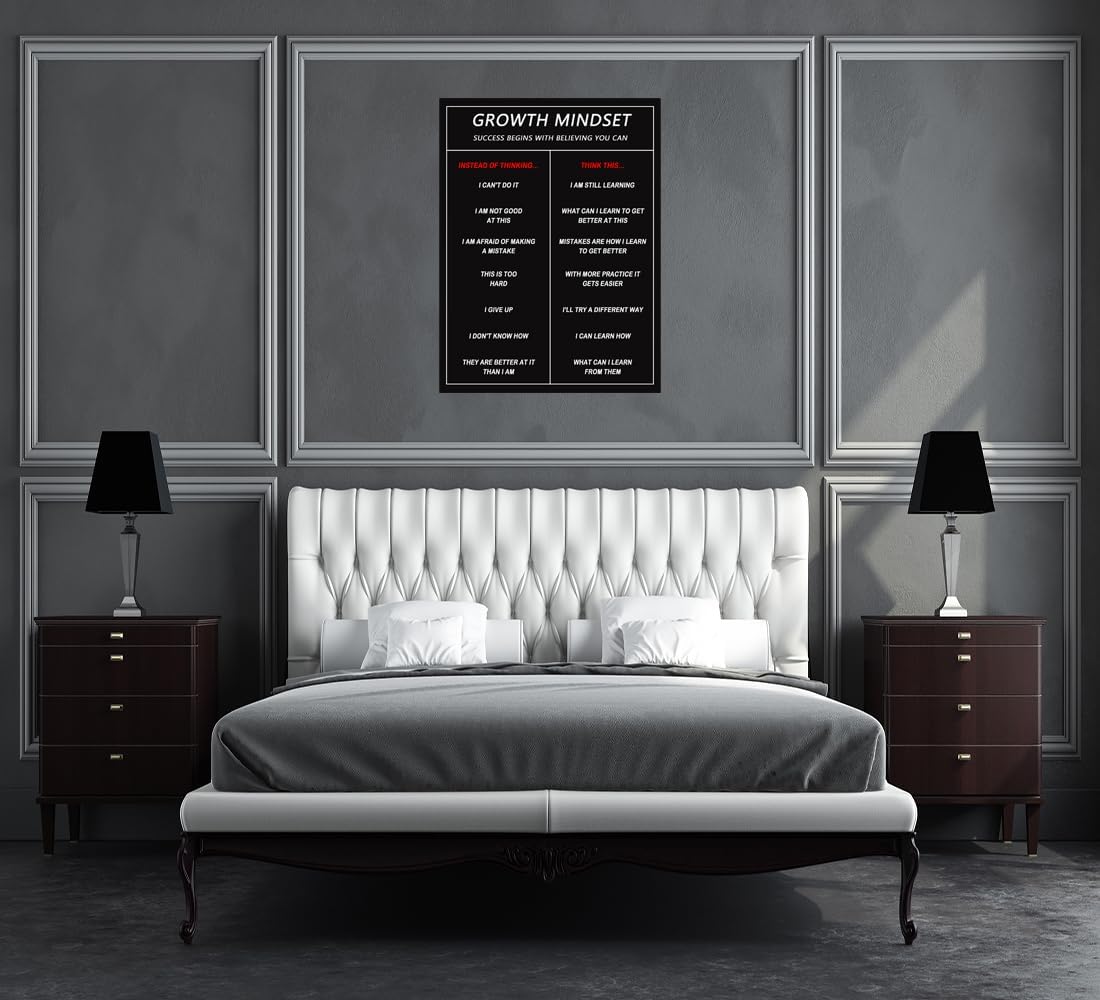 Growth Mindset Inspirational Canvas Office Print Wall Art Office Decor Classroom Art Poster Motivational Picture Painting Modern Inspiring Artwork for Living Room Bedroom Home Decor [30''W x 40''H]