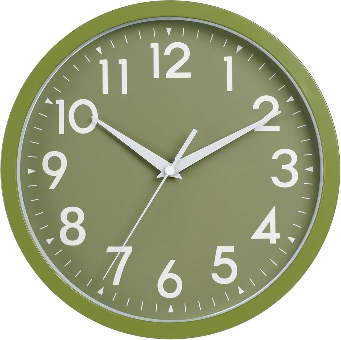 Wall Clock Analog 10 Inch Simple Silent Non Ticking Battery Operated Modern Decorative for Kitchen Office Bedroom Bathroom Living Room(Olive Green)