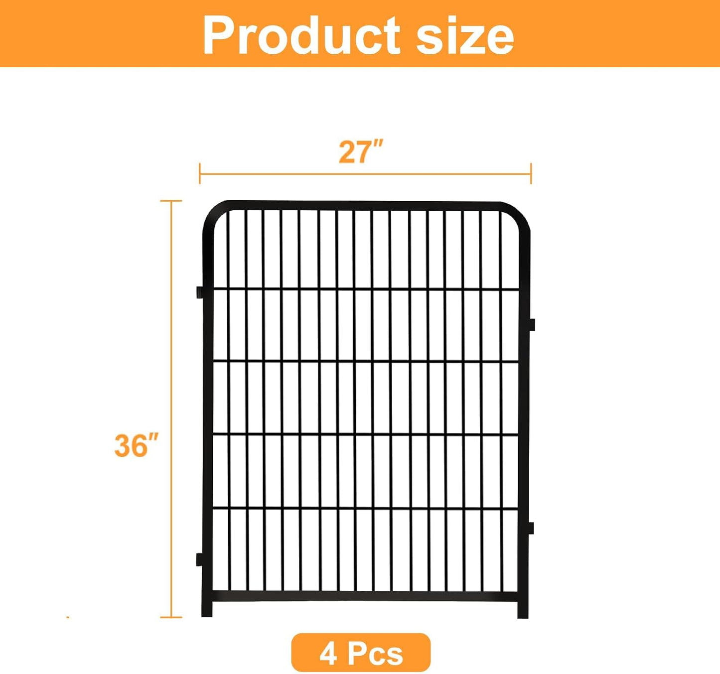 Garden Fencing 36 Inch High, 4 Panels Total 8.9 Ft(L) Dog Fence Outdoor for Yard, 4 One-Sided Plate, No Door, Anti Dig Fence Barrier, Dog Pen, Rabbit Fences, Garden Fences and Borders