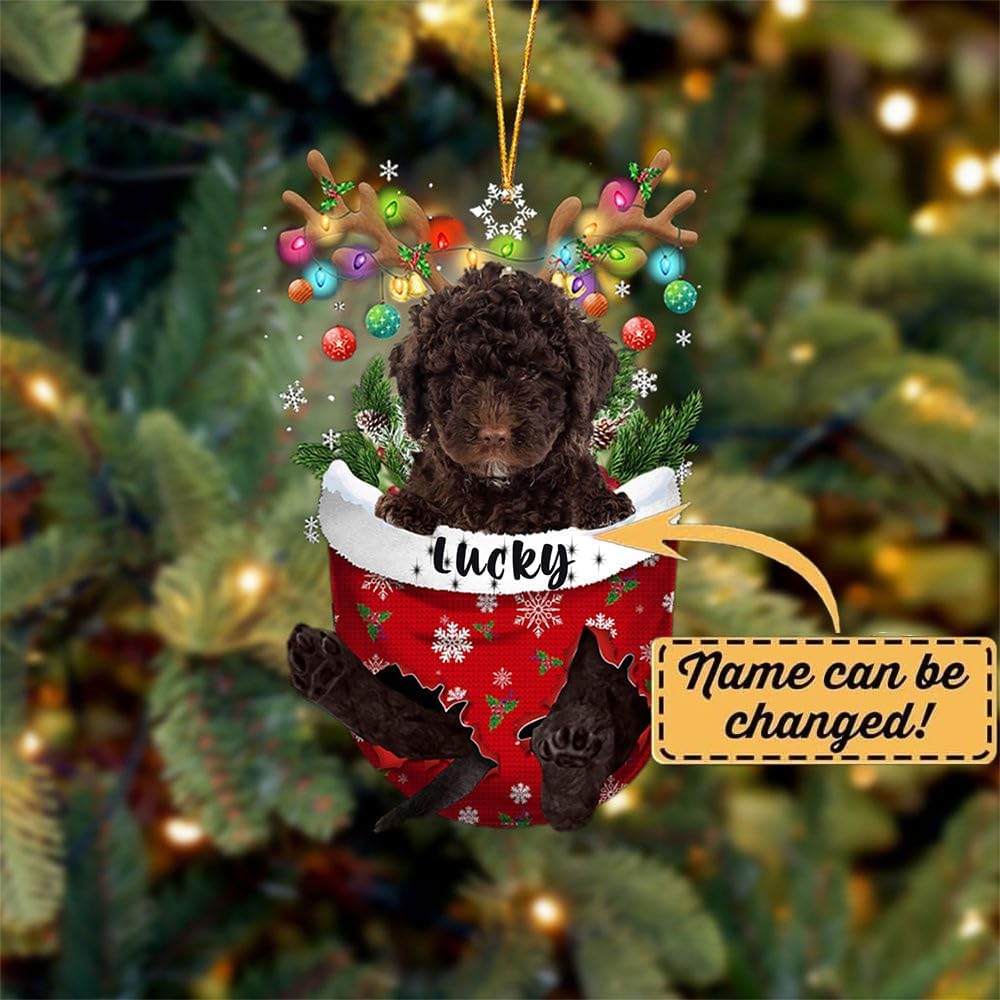 Spanish Water Dog Christmas Ornament, Spanish Water in Snow Pocket Christmas Tree Ornament, Dog Lovers Gift Idea Xmas Decor, Christmas Decorations for Tree, Christmas Ornament Gift for Dog Lovers