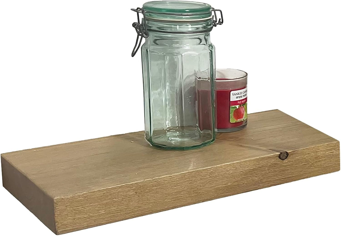 joelsantiques - 18 Inch Wooden Floating Shelves for Wall - 18x6x2 in - Made of Natural Wood - Short Heavy Duty Rustic Wall Shelves for Bedroom - Perfect for Bathroom, Kitchen - Natural