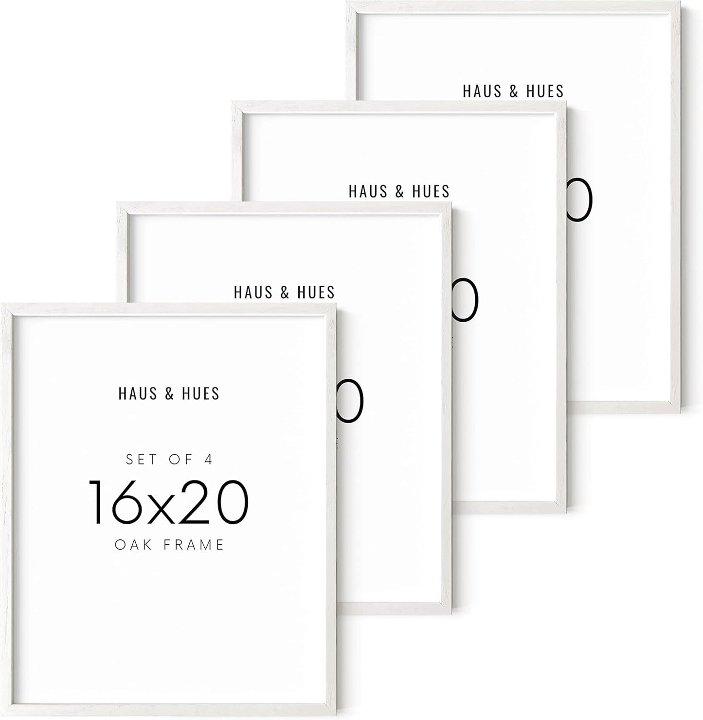 Haus and Hues Oak Frames Set of 4 - 16x20 Art Frames for Wall, Poster and Photo Display