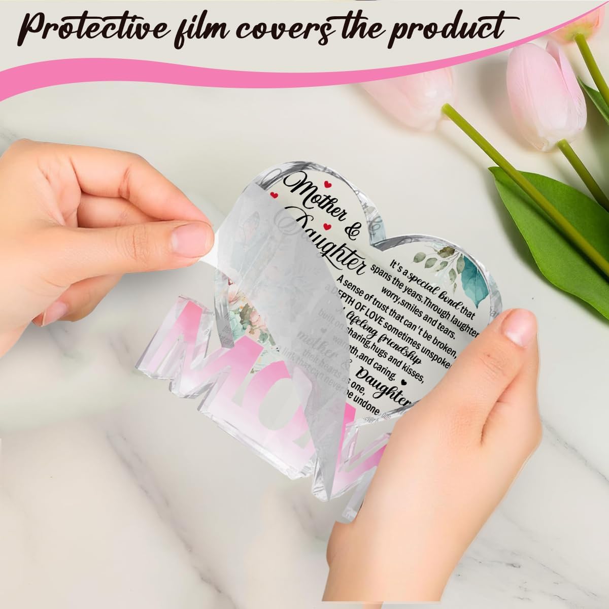 Mothers Day Gifts Best Mom Gifts -Gifts for Mom from Daughter Son - Best Mom Ever Gifts Unique Mother Birthday Acrylic Heart-Shaped Plaque Desk Decorations Present for Mom Christmas Anniversary