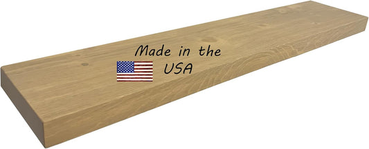 joelsantiques 42 Inch Wooden Floating Shelves for Wall - 42x8x2 in - Made of Natural Wood - Heavy Duty Rustic Wall Shelves Made in USA - Perfect for Living Room, Kitchen - Natural