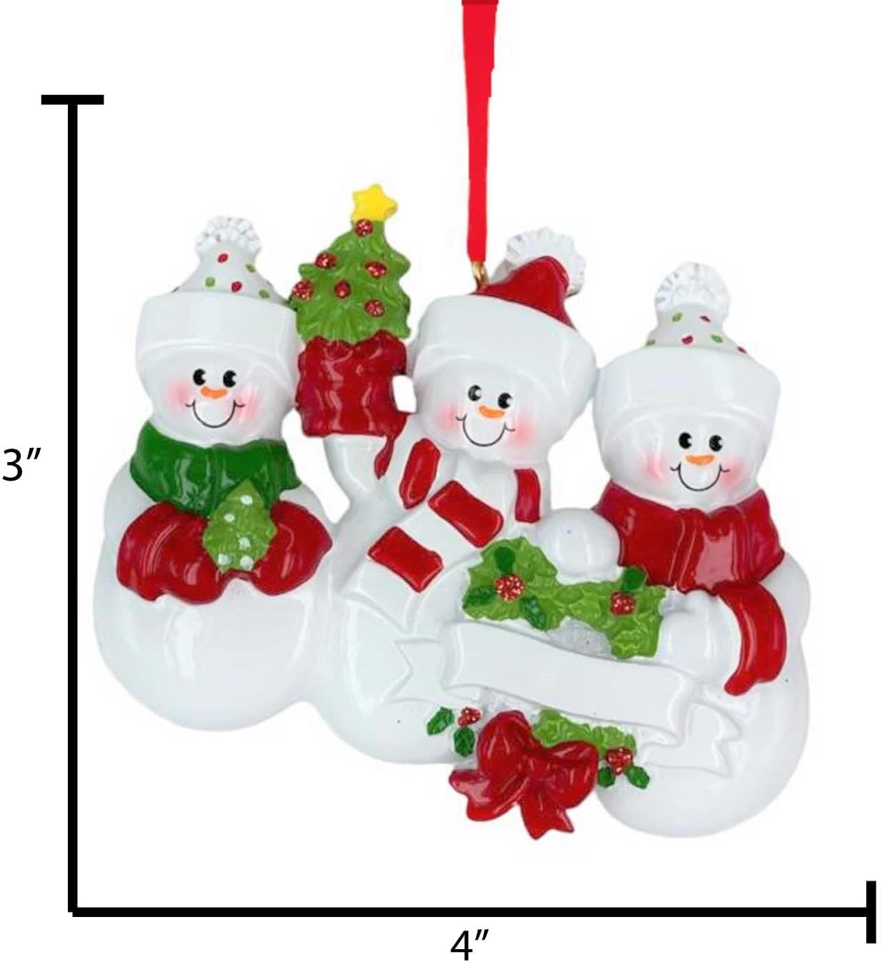 Snowman Family of 3 Christmas Ornament 2025 Personalized Family Christmas Ornaments 2025 | Snowpeople Personalized Tree Ornaments Customizable Gifts Keepsake Snowman of Three Ornament Frosty Friends