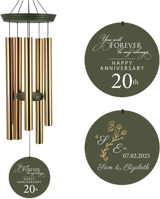 ASTARIN 20th Tree of Life Wind Chimes, Personalized Wind Chimes for Cople Women Men, Couple Gifts for Keepsake, Deep Tone Windchime Romantic Gift