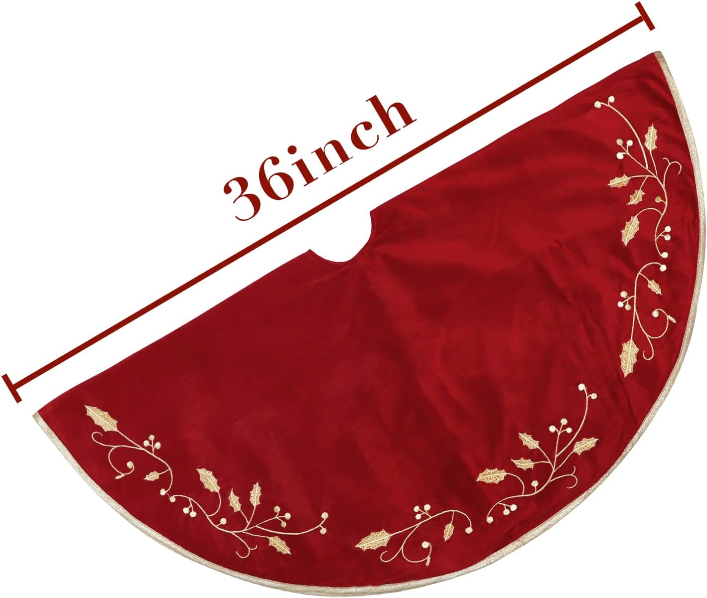36 Inches Christmas Tree Skirt, Classical Velvet Fur Plush Red Tree Skirt, Xmas Tree Skirts for Merry Christmas Party Rustic Vintage Christmas Tree Decorations
