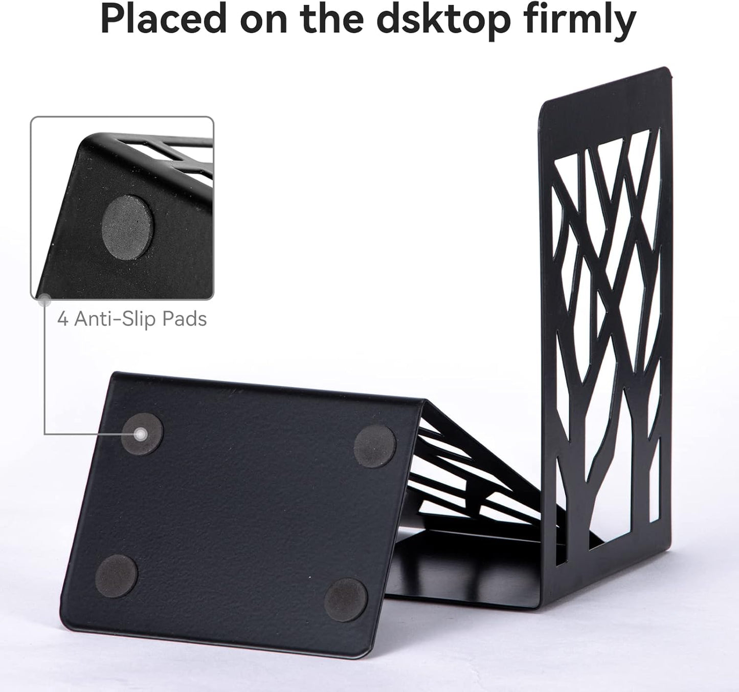 Book Ends, Bookends, Bookends for Shelves, Bookend, Book Ends for Heavy Books, Black Metal Book Shelf Holder Home Decorative, Book Stoppers for Shelves 3 Pair