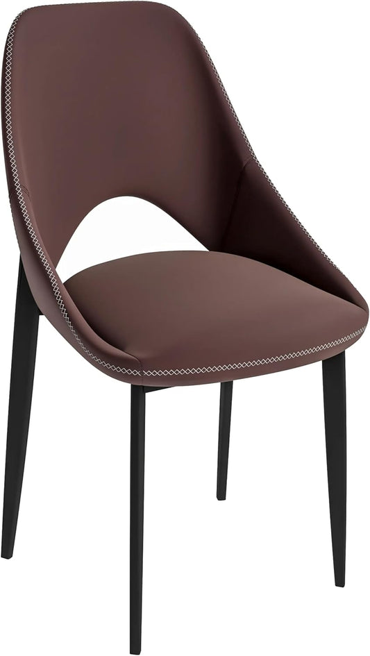 LeisureMod Amalfi Upholstered Fabric Dining Chair – Modern Side Chair with Iron Legs, Mid-Century Accent Chair for Dining Room or Kitchen