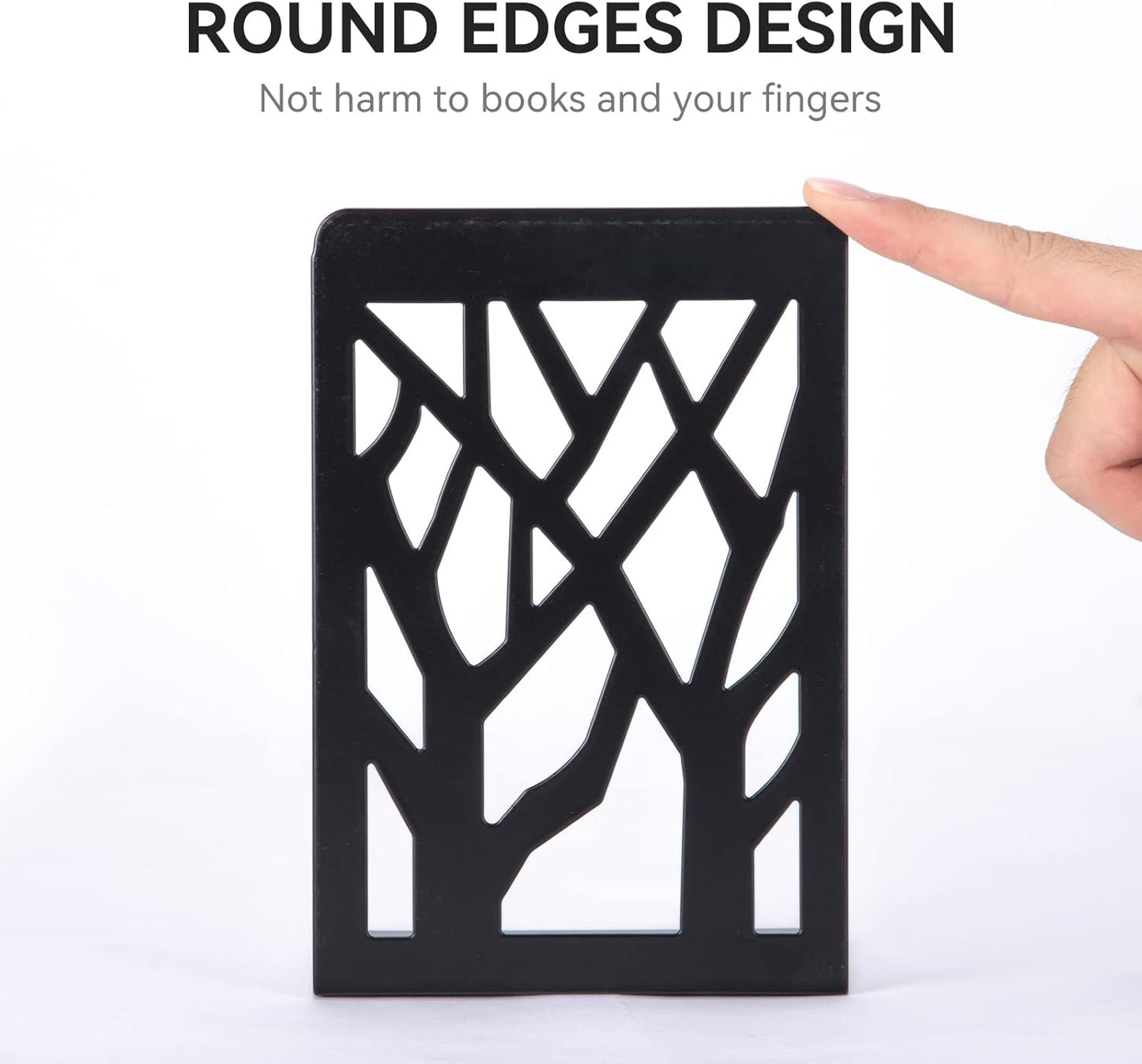 Book Ends, Bookends, Bookends for Shelves, Bookend, Book Ends for Heavy Books, Black Metal Book Shelf Holder Home Decorative, Book Stoppers for Shelves 3 Pair