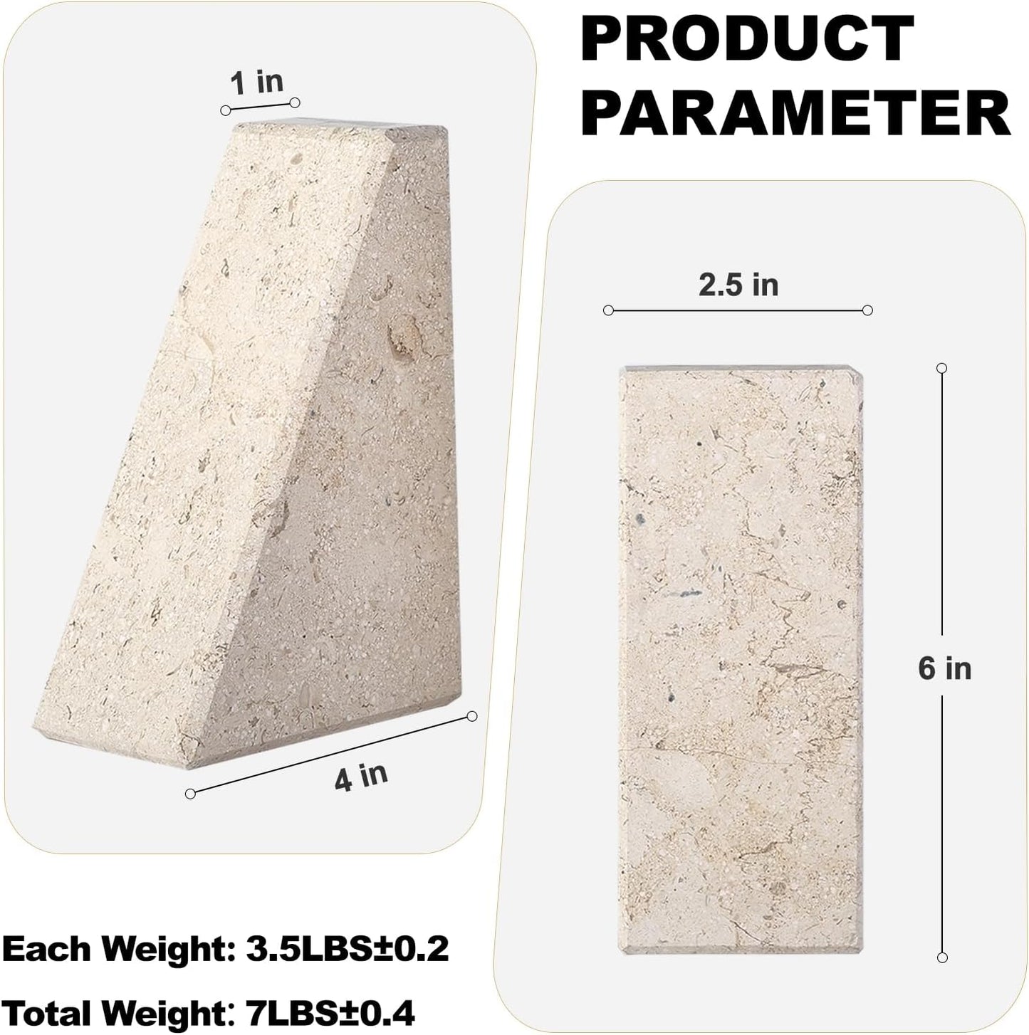 Marble Bookends for Heavy Books, Decorative Book Ends for Shelves, Beige Stone Durable and Heavy-Duty Book Ends for Hardback Books & CDS, Unique Book Stopper & Holder, Set of 2