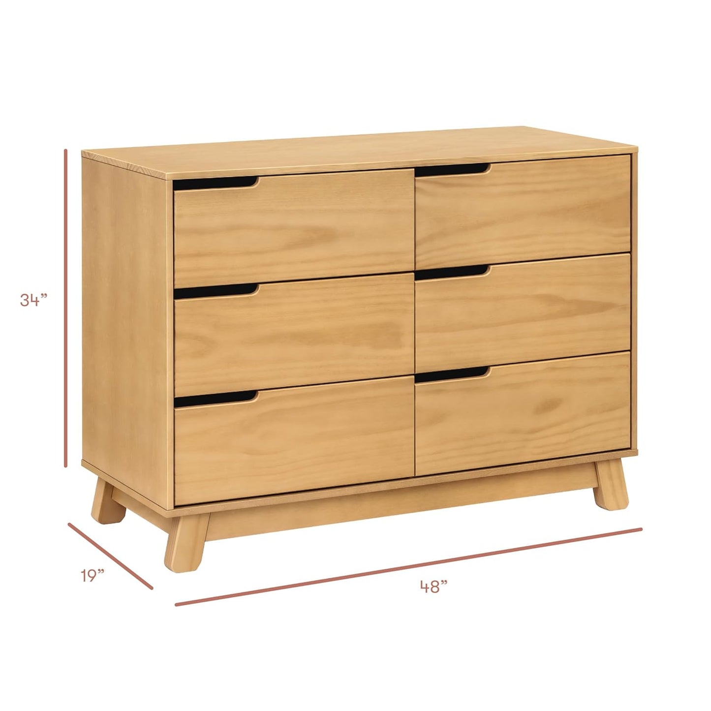 babyletto Hudson 6-Drawer Dresser for Nursery - GREENGUARD Gold Certified - Assembled Wooden Double Chest of Drawers for Kids, Boys and Girls - Baby Dresser for Bedroom, Living Room & Hallway - Honey
