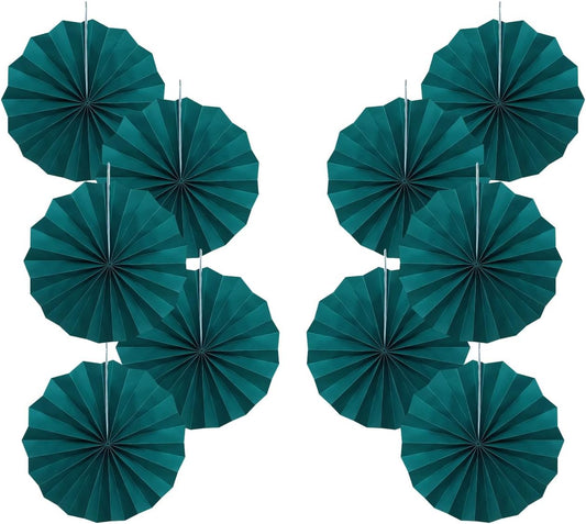Green Birthday Decorations,DIY Green Paper Fans Hanging Decoration ,Party Supplies Party Fans 8in, Cactus Party Decorations,Wedding Graduation Events Accessories 30 Color DIY Set (Blackish Green)