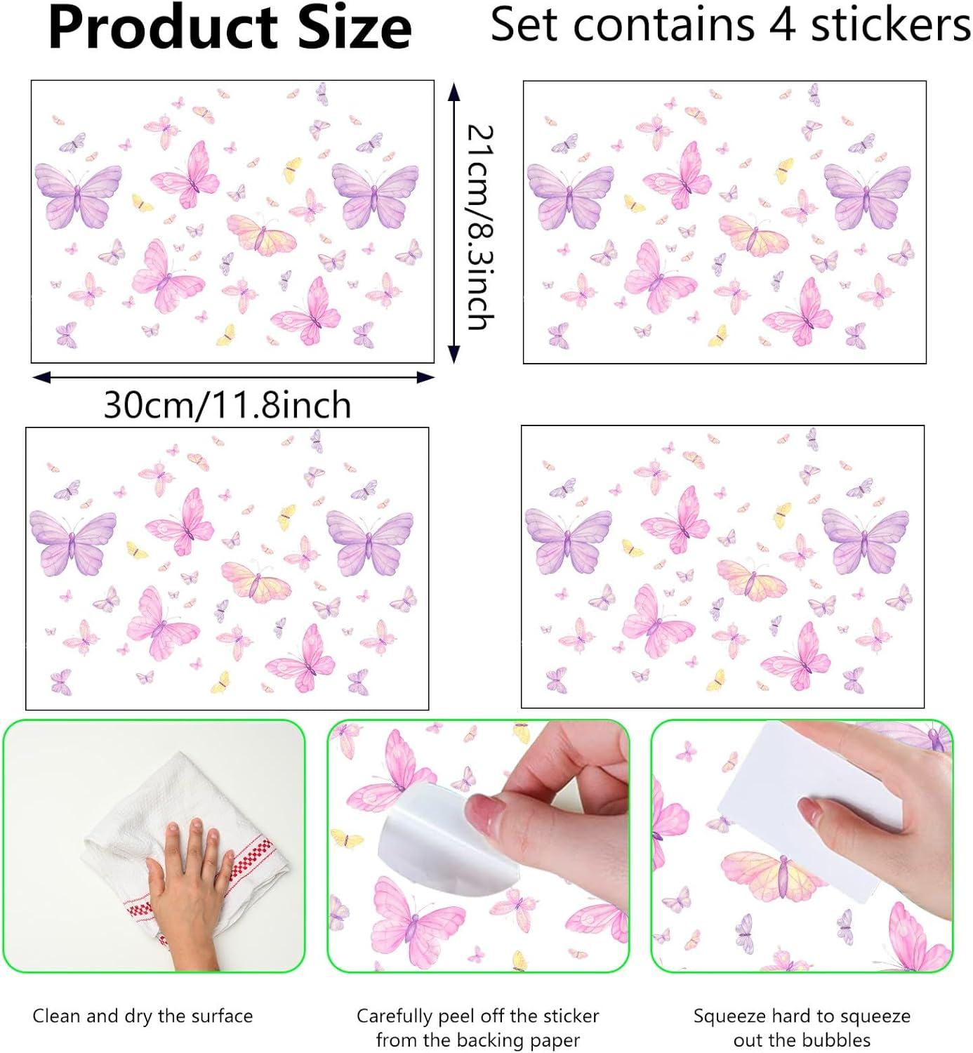 Glow in The Dark Butterfly Stickers, 85 PCS Luminous Wall Decals for Ceiling, Kids Boys Girls Bedroom, Nursery, Playroom, Party Room Decor