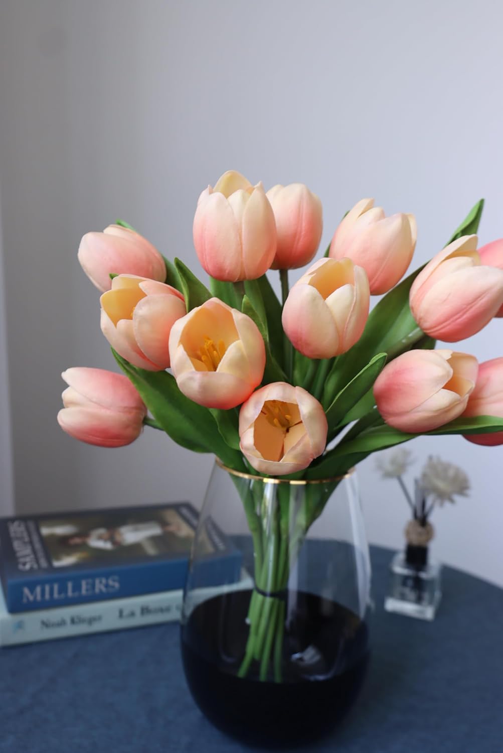 Buart Coral Pink Flowers Artificial Luxury Big Tulip Valentine's Day Mother's Day Easter Home Kitchen Wedding Decorations(11pcs)