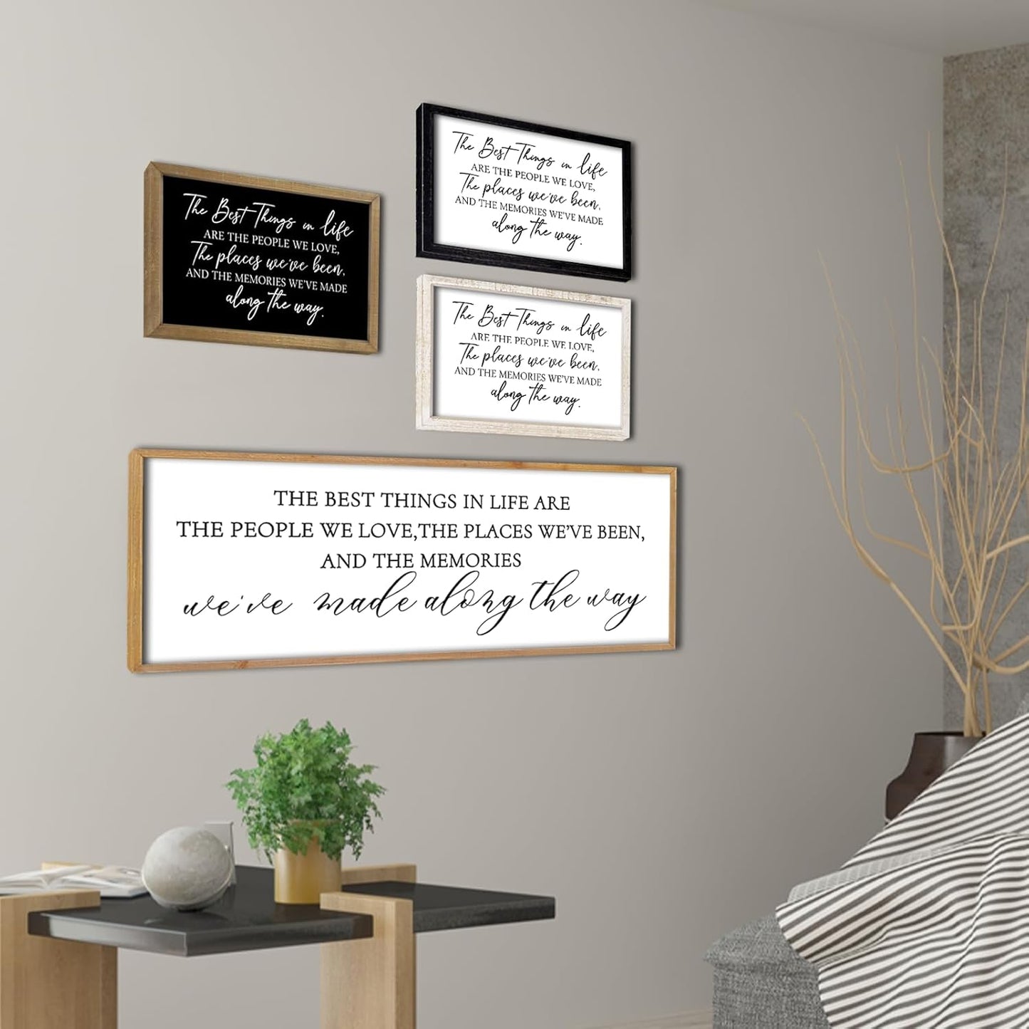The Best Things in Life Wall Decor Sign 32 x 12 Inch Memories Inspirational Quotes Wood Framed Family Entryway Living Room Home Wall Art for Farmhouse Bedroom Room (Wood)