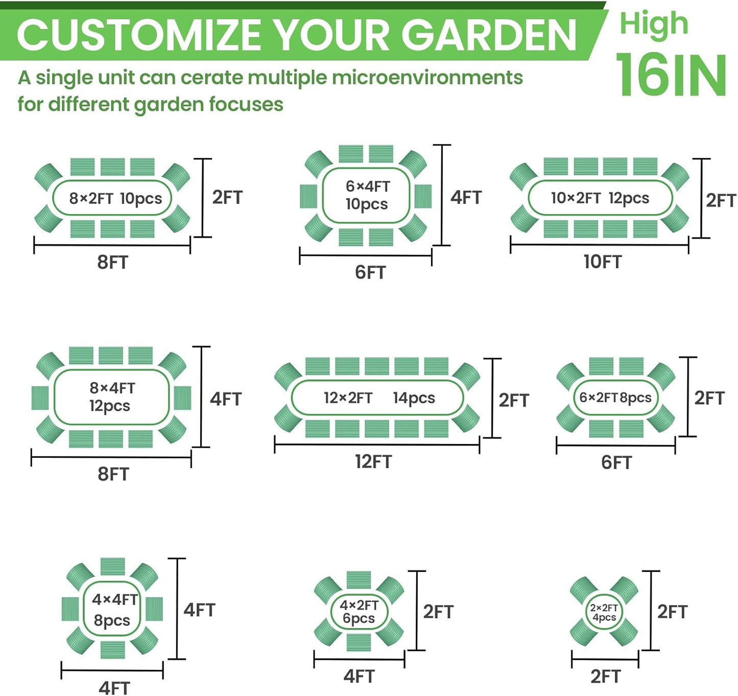 FRIZIONE 2pcs 9 in 1 Tall 8x2ft Galvanized Raised Garden Bed Outdoor,Steel Garden Bed for Vegetables,Above Ground Garden Box for Flower,Metal Raised Beds for Gardening