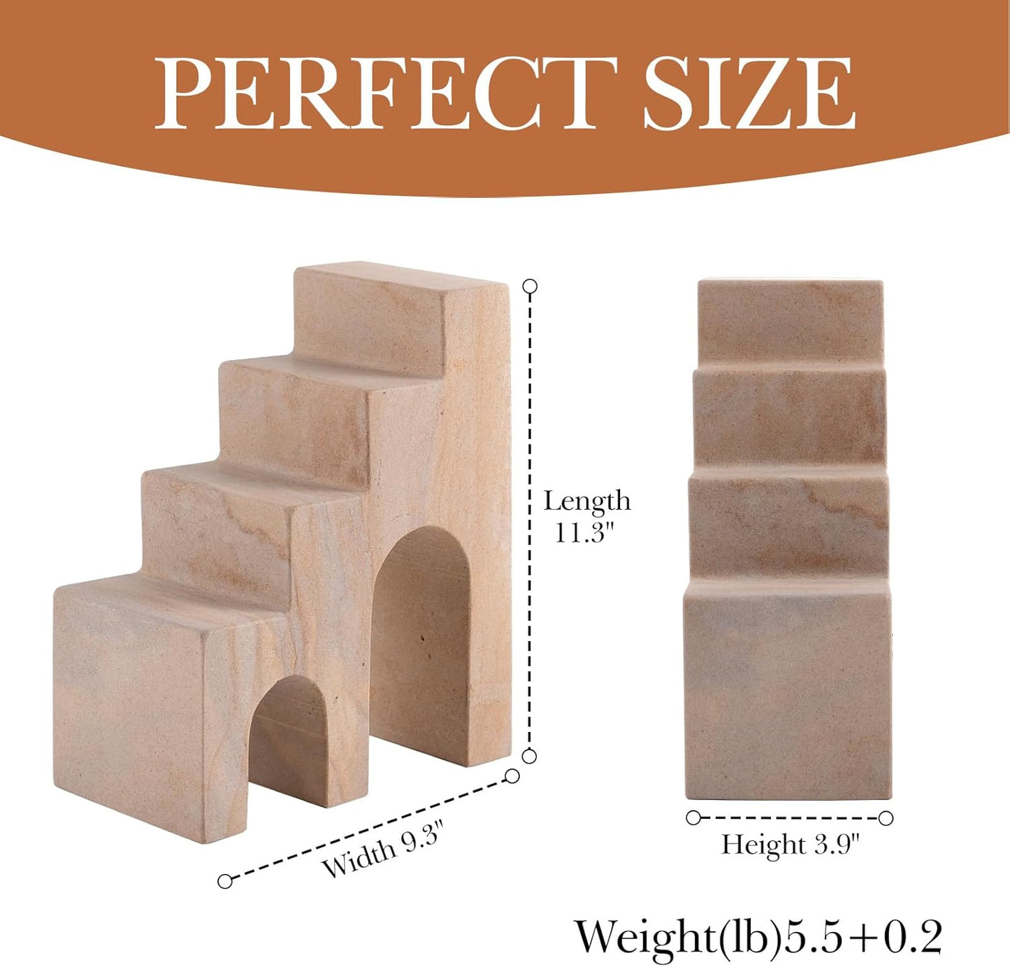 Natural Marble Book Ends for Shelves, Decorative Bookends for Heavy Books, CastleGuard Bookend Book Holder Stopper for Home Office Desk Bookshelf Decoration, Turkey Natural Marble, Set of 2