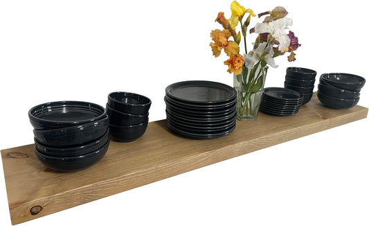 joelsantiques - 60 Inch Wooden Floating Shelves for Wall - 60x12x2 in - Made of Natural Wood - Long Heavy Duty Rustic Wall Shelves for Bedroom - Perfect for Living Room, Kitchen - Beige