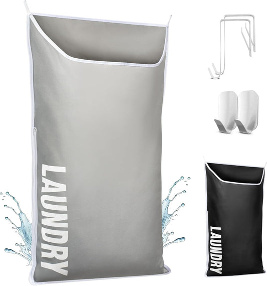 Hanging Laundry Hamper Bag XL 40x22", Space Saving over the Door Storage Bags, Behind the Door Hampers for Dirty Clothes & Wall Mounted Basket for Bathroom, Organizer for Small Room Spaces RV