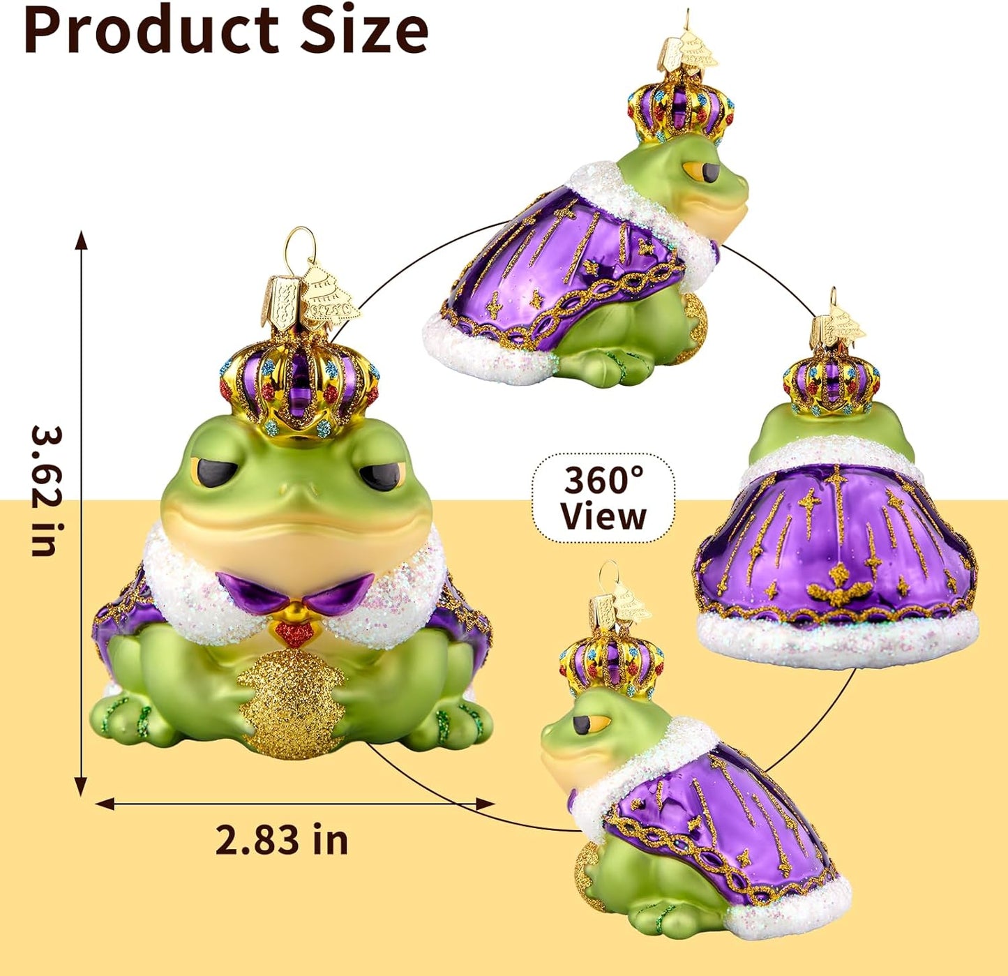 Frog Christmas Tree Ornaments,Hand-Blown Glass Ornaments,Frog Prince Watcher Collection Figurines Hanging Ornament,Christmas Decorations for Animal Lovers Holiday Party Home Gift