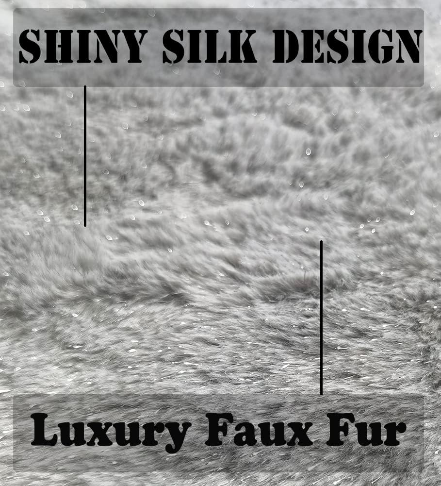 AISENO 48 Inch Christmas Tree Skirt Faux Fur Grey Bright Silk Shiny Decoration for Christmas Tree Plush Merry Christmas Decorations Decor