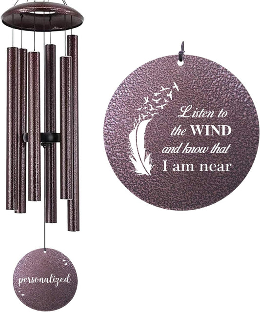 ASTARIN 36" Large Deep Tone Personalized Sympathy Wind Chimes, Memorial Wind Chime for Loss of Mother Father Loved One, Angel's Feather Bereavement Gifts Decor Outdoor Patio Garden(Produced in USA)