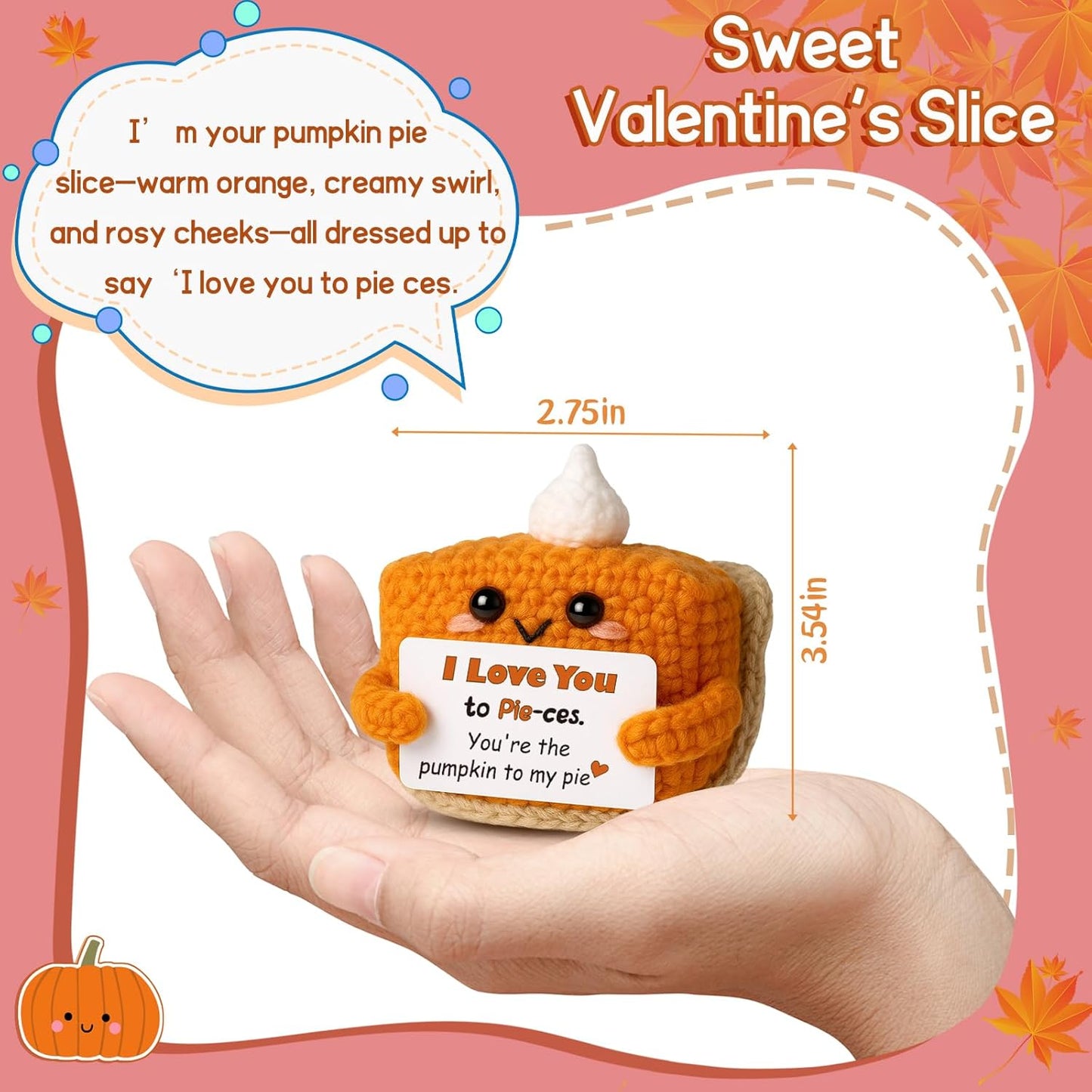 I Love You Handmade Crochet Pumpkin Pie Present, Gifts for Him Her Boyfriend Girlfriend, Anniversary Wedding Valentine’s Day Romantic Fall Decor Birthday Gifts for Women Men, Couple Wife Husband