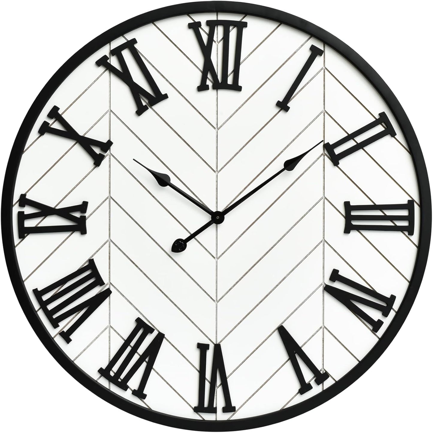 30 Inch Large Wall Clock Farmhouse Style - White Silent Non-Ticking Rustic Decor for Living Room, Kitchen, Bedroom