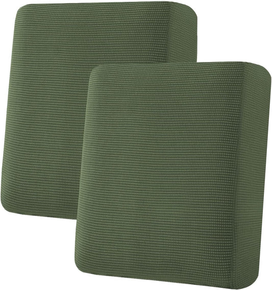 H.VERSAILTEX Super Stretch Individual Seat Cushion Covers Sofa Covers Couch Cushion Covers Slipcover Sets Thick Jacquard Textured Twill Fabric (2 Piece Medium Sofa Cushion Covers, Bronze Green)