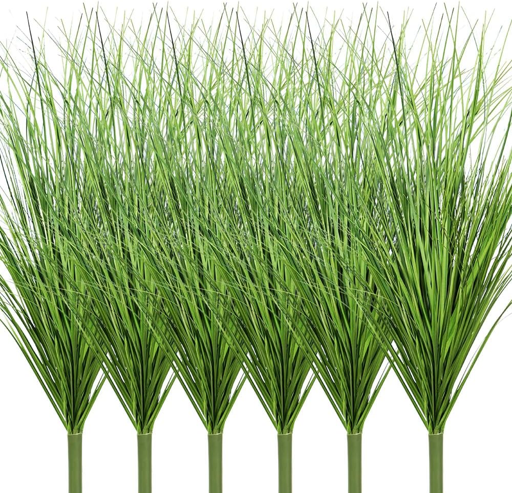 Melorca&Guilla Artificial Plants 6PCS 25.5“ Fake Tall Onion Grass,Faux Grass Plant,Artificial Grass Greenery Shrubs Bushes for Garden Porch Window Box Shop Office Home Décor