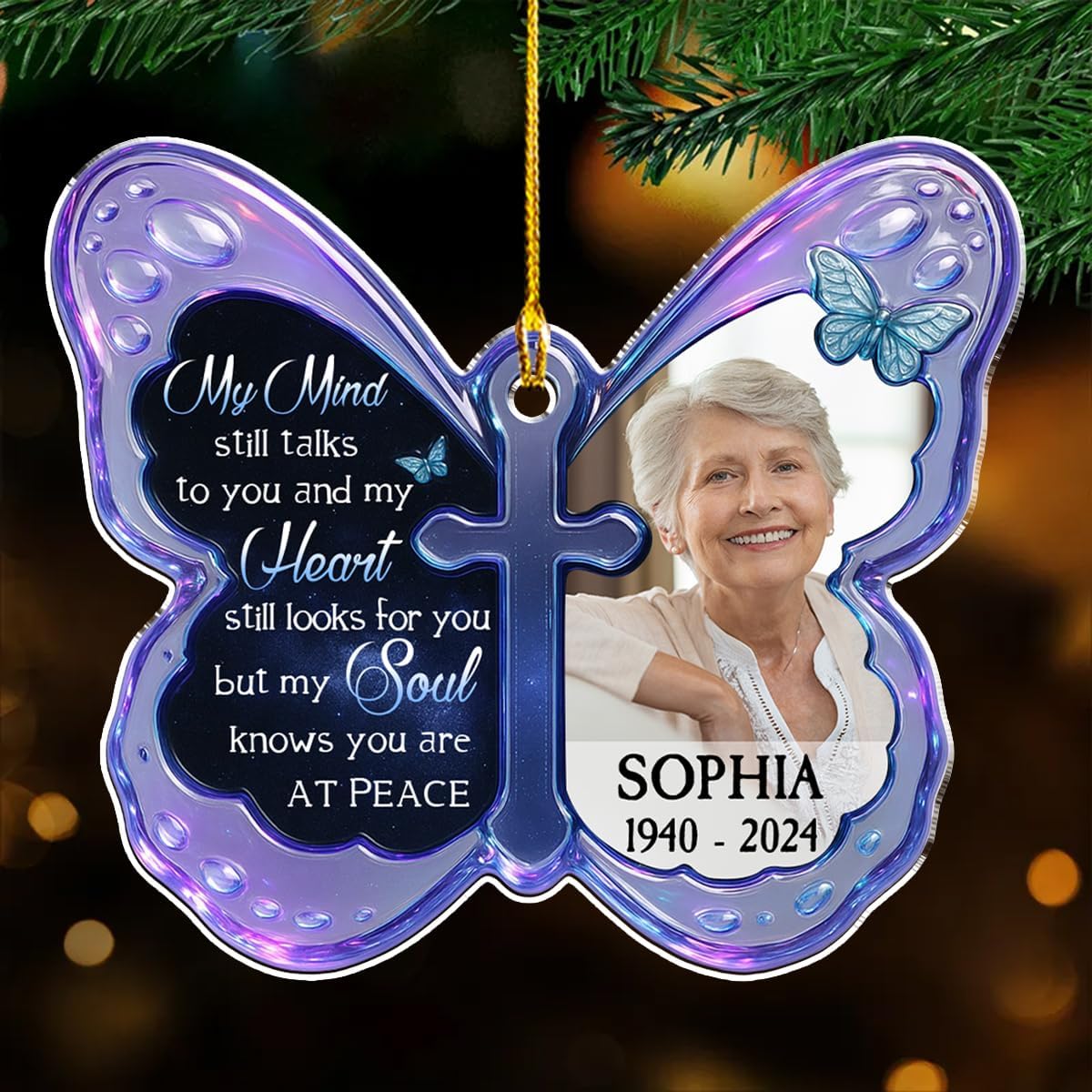 Personalized at Peace Acrylic Ornament – Memorial Gift for Loved Ones, Custom Keepsake for Remembering The Deceased