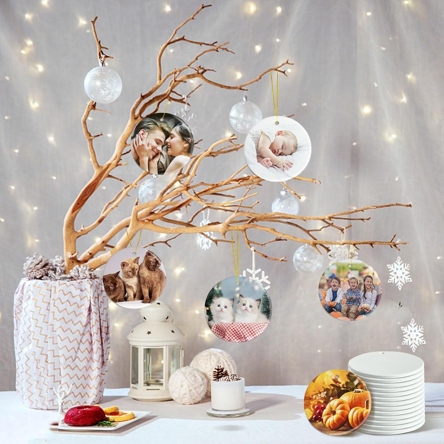 Sublimation Ornament Blanks Bulk, Sublimation Christmas Ornament Blanks Ceramic Sublimation Ornaments for Christmas Tree Decor Personalized Christmas Ornaments as Party Decorations Gifts for Women