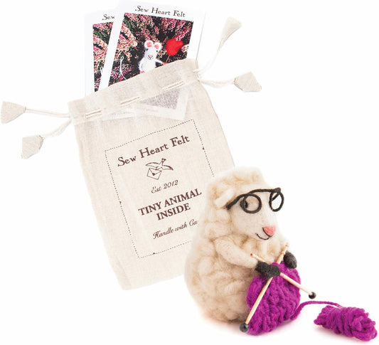 | Hand-Felted Knitting Nell Sheep | Organic Wool Home Decor | Fair Trade Plush Animal Ornament | Gift for Any Occasion | Perfect for New Spaces & Home Accessories