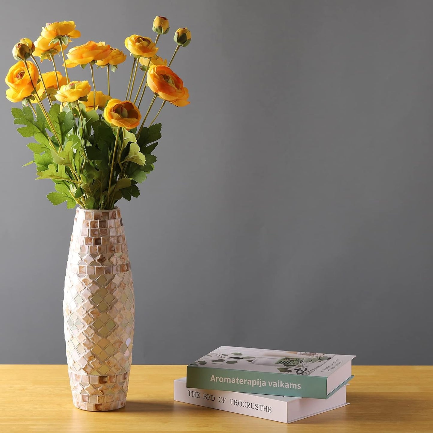 Artificial Silk Flowers Persian Buttercup Heavy Color Ranunculus Flower 5 Pcs,Suitable for core Decoration,Wedding Floral Creation,Flower Arrangement DIY Project,Interior Decor（Yellow）