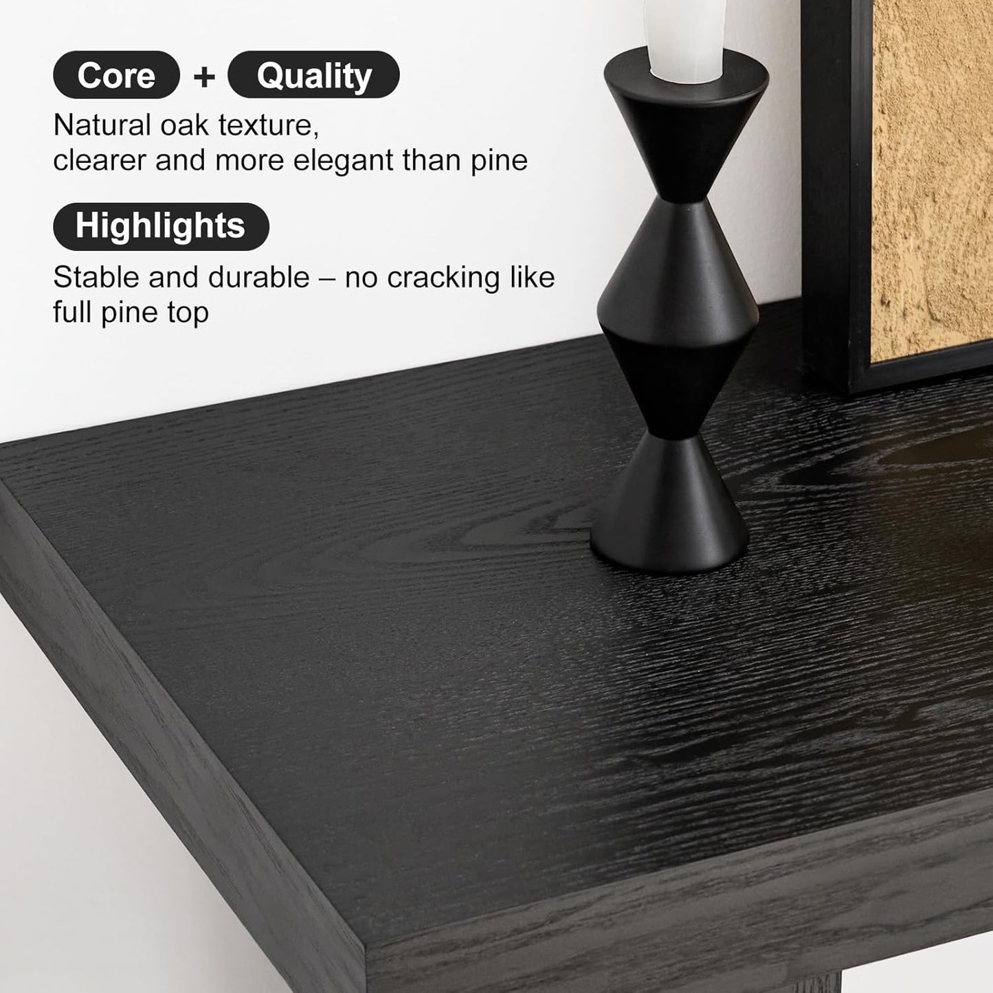 BECHAEO 47-Inch Modern Narrow Console Tables with Solid Wood Veneer - 2’’ Thickened Tabletop, 2-Tier Slim Sofa Table Behind Couch, Rectangle Entryway Table for Hallway Living Room, Black Oak