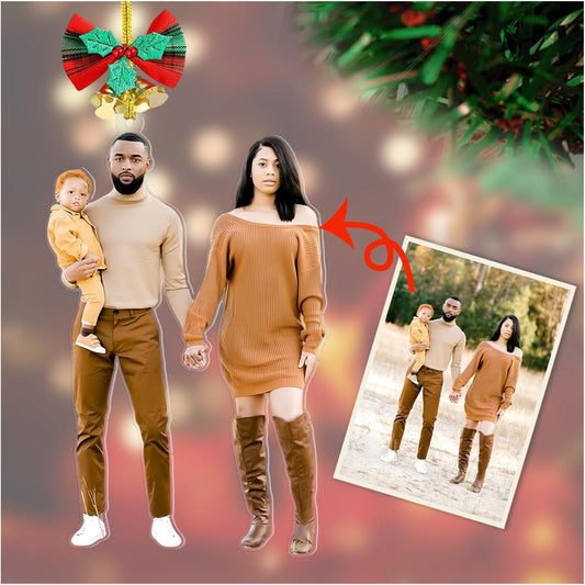 Personalized Christmas Ornament 2025, Photo Acrylic Customized Family Baby's Frist Christmas Ornament with Picture for Xmas Tree Decor Custom Gifts -Style1