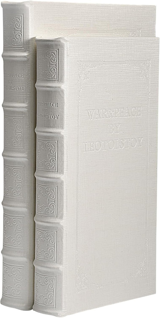 Decorative Books with White Faux Leather,Decorative Book Box for Home Decor, Display,Coffee Table Books Decor,Hotel Home Bookshelf Décor Book (YD-C104 L+S)