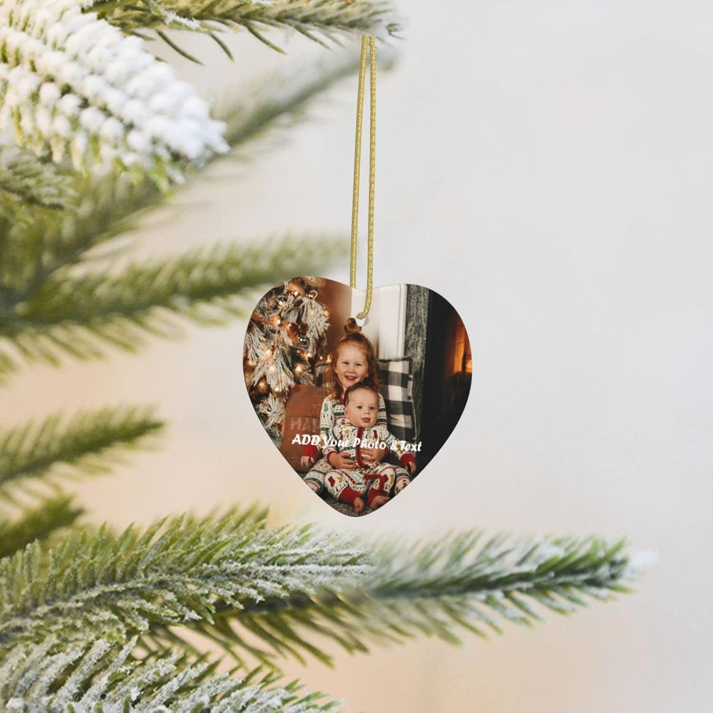 Personalized Heart-Shaped Christmas Ornaments 2022 Custom Ceramic Tree Ornament - Wedding, Baby, Family, Pet Photos - Unique Xmas Gift (Love - 2pcs)