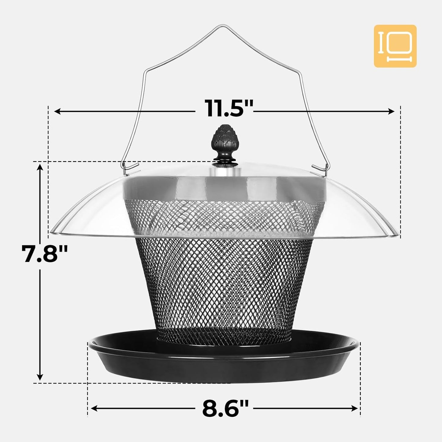 Veehoo Bird Feeders for Outdoors Hanging-Cardinal Bird Feeder with Weatherproof Dome, Wild Meta Finch Feeder for Outside 2.5 lbs Sunflower Seed Capacity, Black