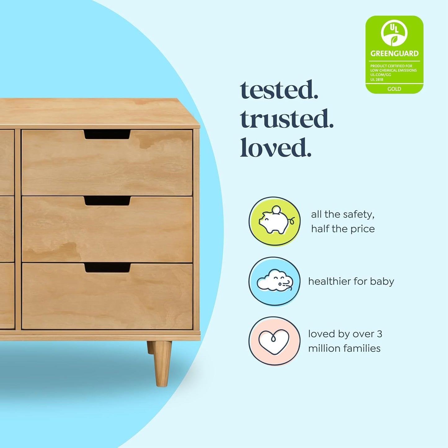 DaVinci Marley 6-Drawer Dresser for Nursery - Wooden Double Chest of Drawers for Kids, Boys & Girls - Multi-Purpose, Storage Baby Dresser for Bedroom, Living Room & Hallway - Easy to Assemble - Honey