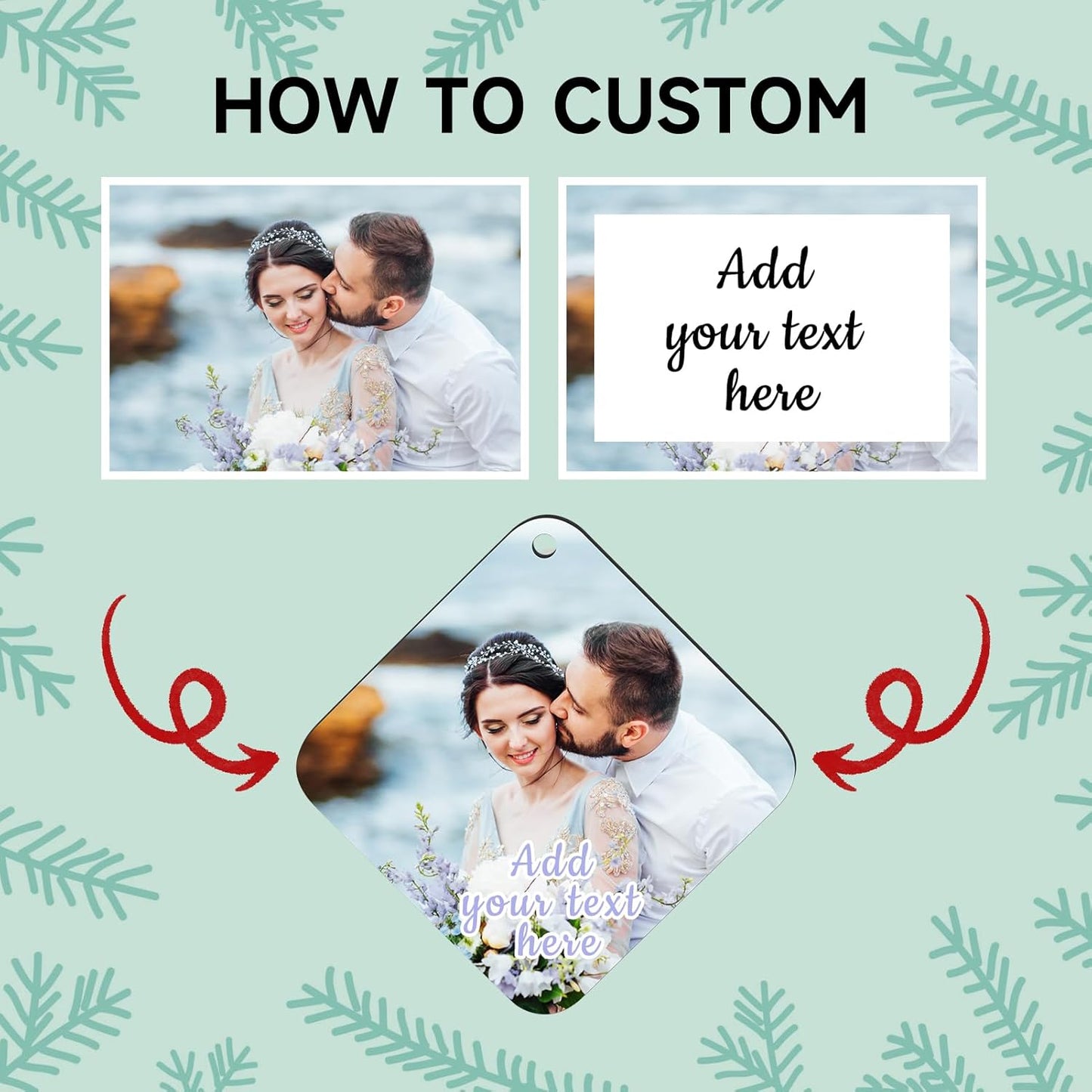 Personalized Christmas Ornaments 2025 Wood Custom Picture Text Hanging Ornament Customized Christmas Tree Decorations Keepsake Gift for Family Couples Xmas Tree Home Decor