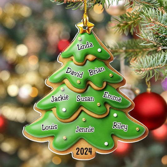 Family Gingerbread Name - Personalized Custom 3D Inflated Effect Acrylic Ornament Family Members and Pets Ornament Gifts for Family Tree Decoration (A05, 3 Names)