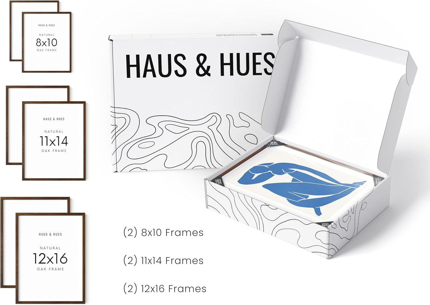 HAUS AND HUES Two 8x10, Two 11x14, Two 12x16 - Framed Walnut