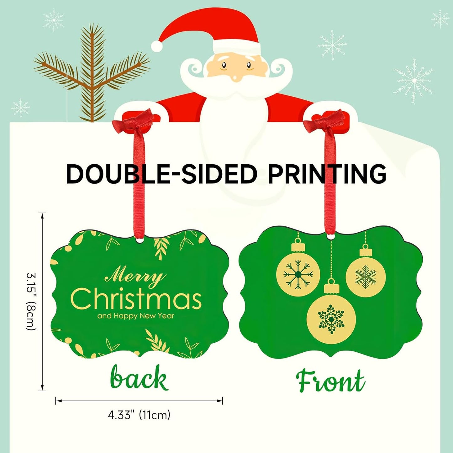 Personalized Christmas Ornaments 2025 Wood Custom Picture Text Hanging Ornament Customized Christmas Tree Decorations Keepsake Gift for Family Couples Xmas Tree Home Decor