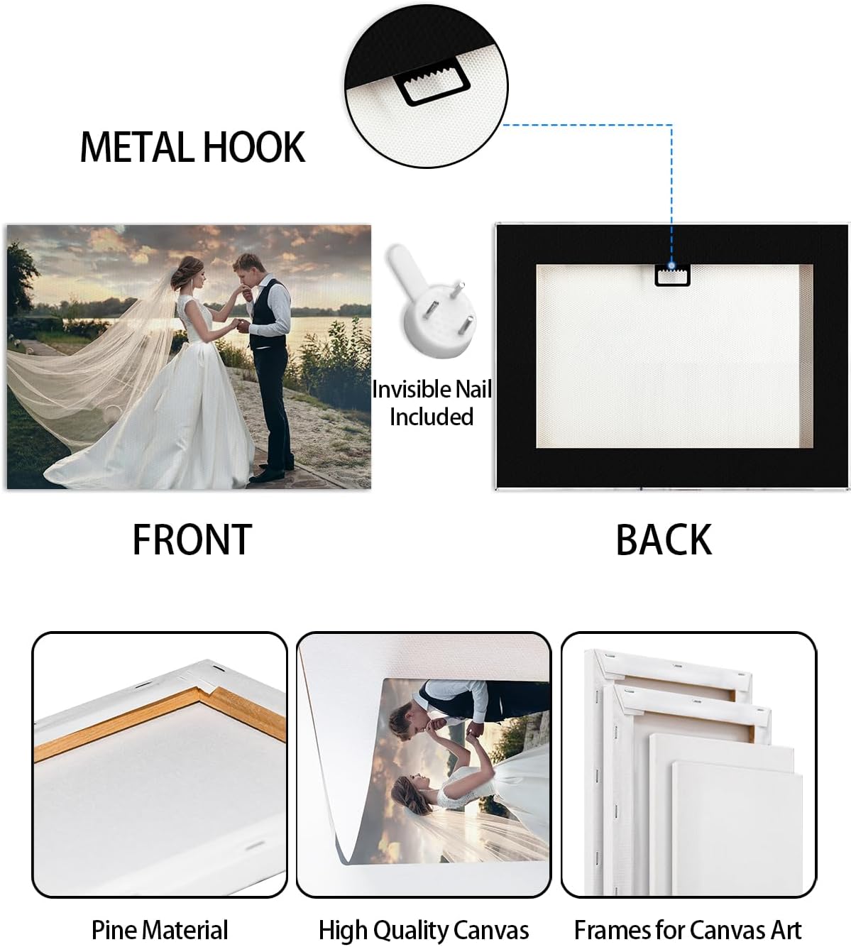 AbcCustomize Custom Canvas Wall Art with Your Photos, Custom Canvas Wall Art for Bedroom, Living Room, Farmhouse Decor, Personalized Gifts