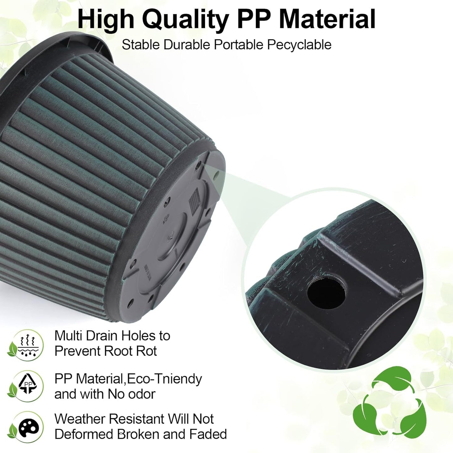 10 Inch Planter-Pots-for-Plants-Indoor-Outdoor, 4 Pack Plastic Flower Pots with Saucer & Drainage Holes, Modern Decorative Resin Garden Pots